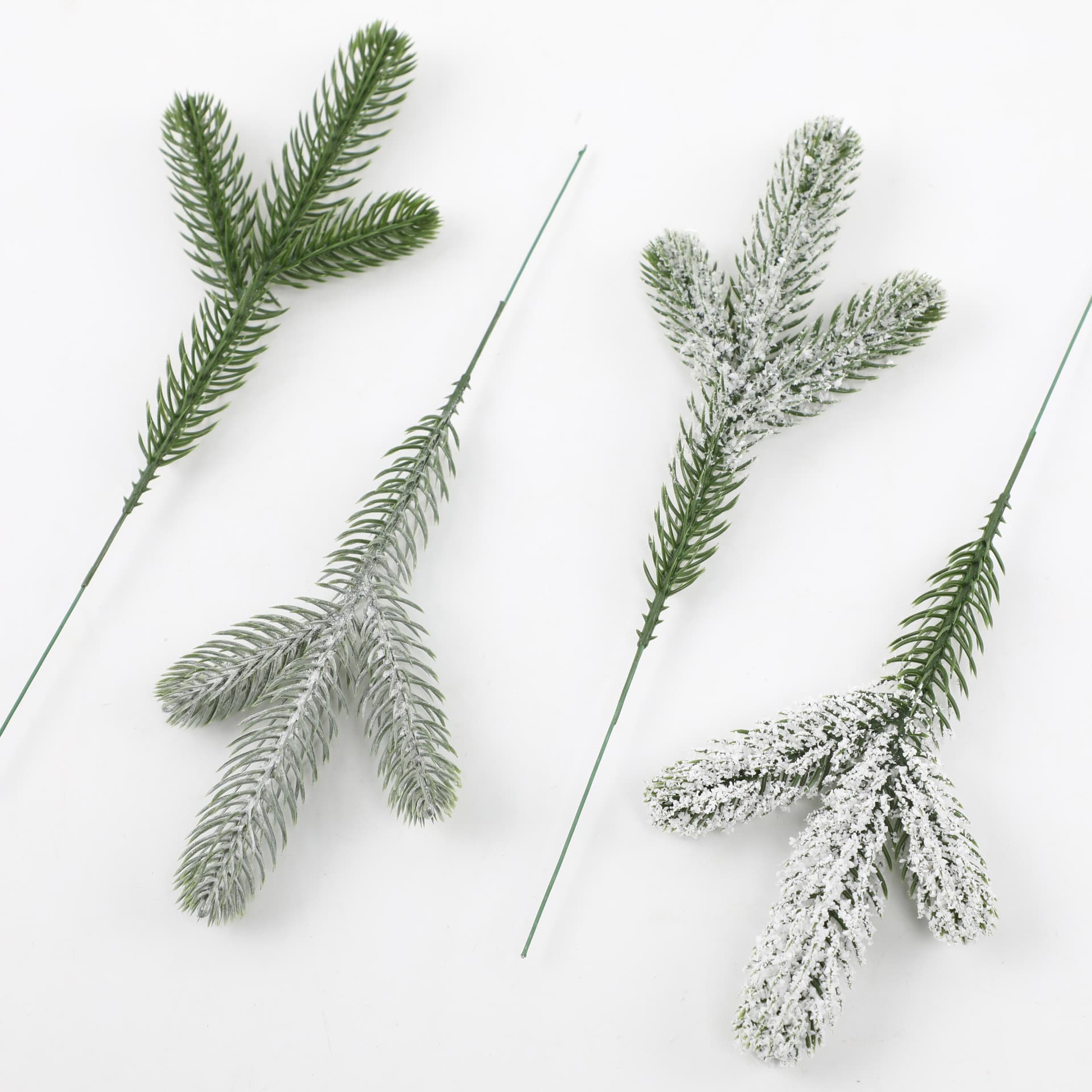 Artificial Christmas Pine Needles Small Three-pronged DIY Wreath Home Garden Decoration Accessories Realistic Green Plant Parts