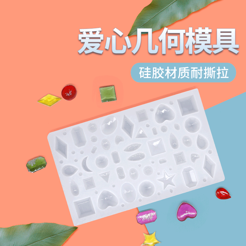 Full Mirror Love Geometric Moon Half-Circle Five-Point Star Transparent Silicone Mold DIY Jewelry Crystal Epoxy Resin Mold
