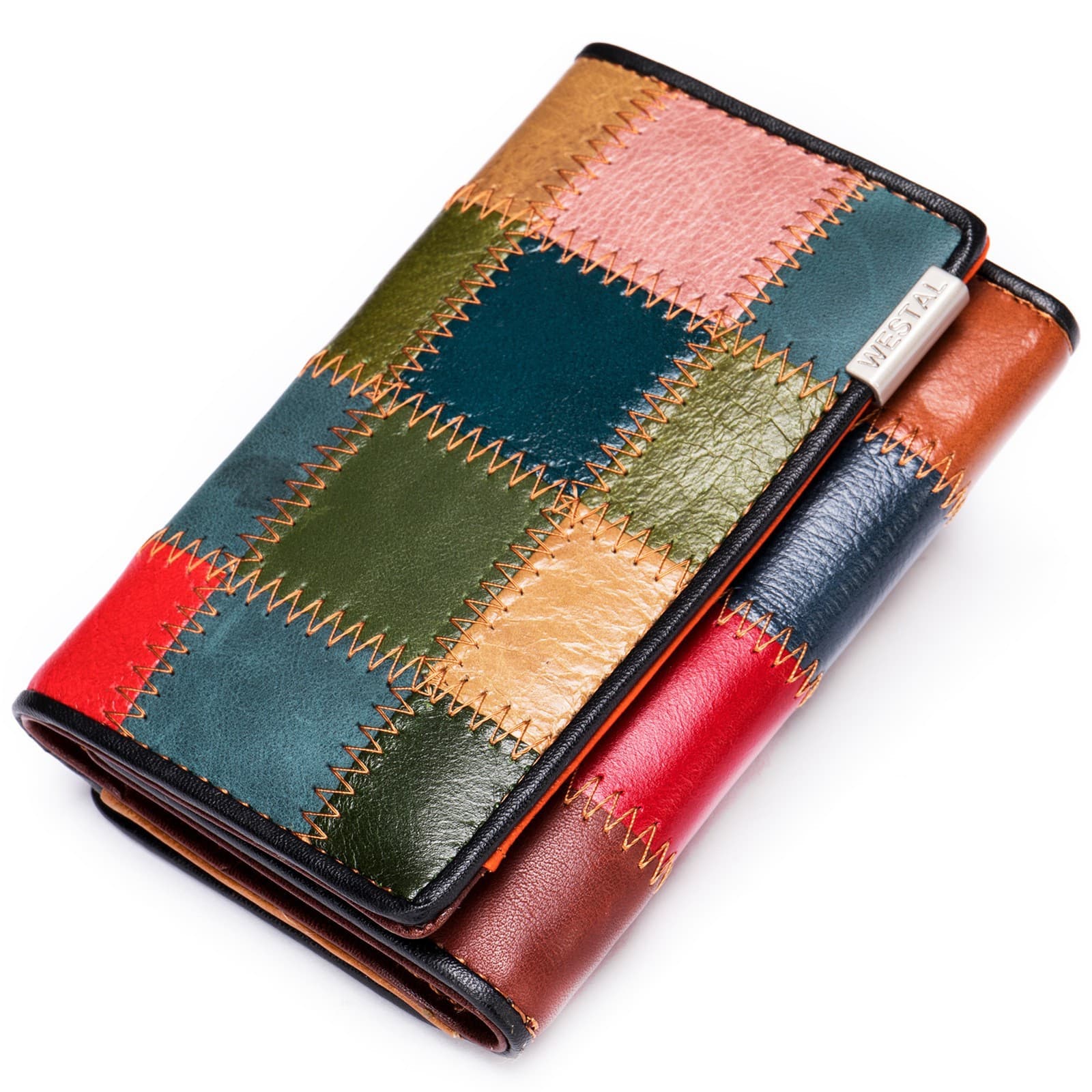 In Stock European and American New Short Wallet Women Elegant Fashion Top Layer Cowhide Coin Purse Women Color Block Wallet