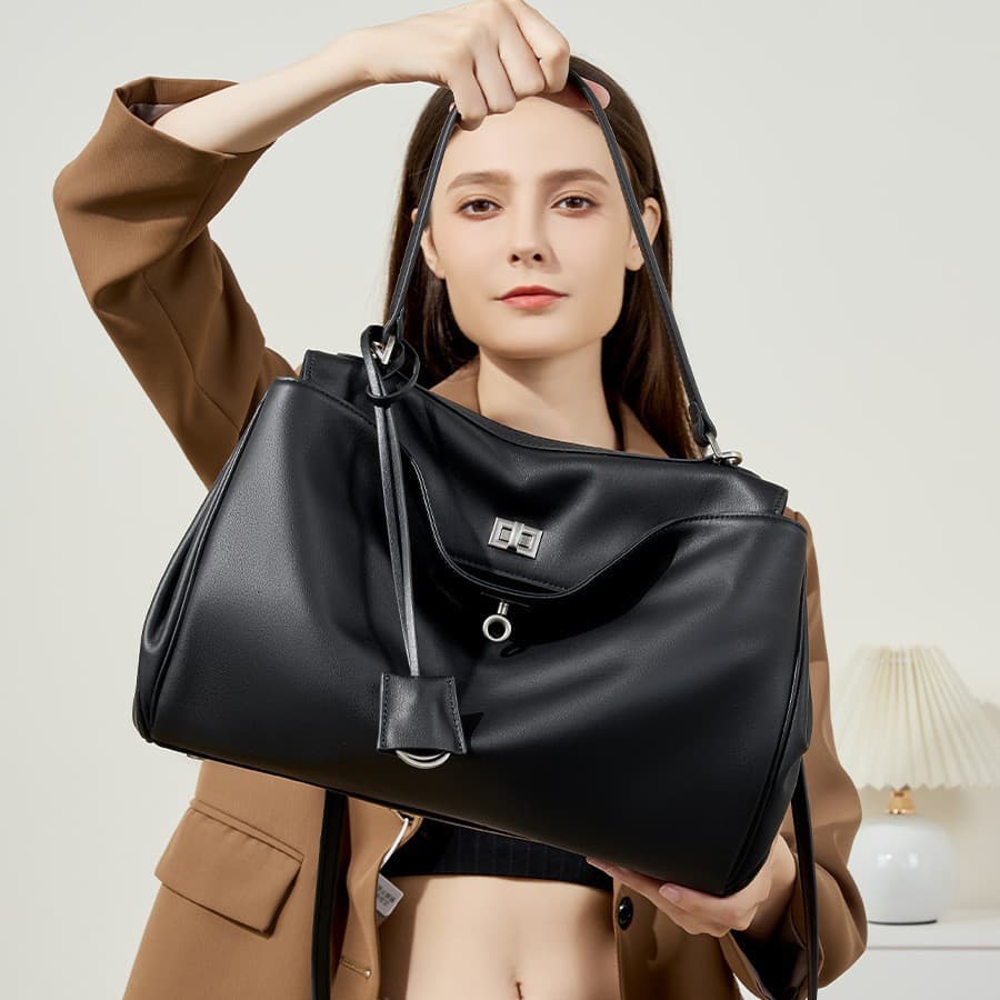 2025 New Rodeo Kelly Tote Bag Large Capacity Smooth Calfskin Shoulder Handbag Lock Buckle Commuter Underarm Bag
