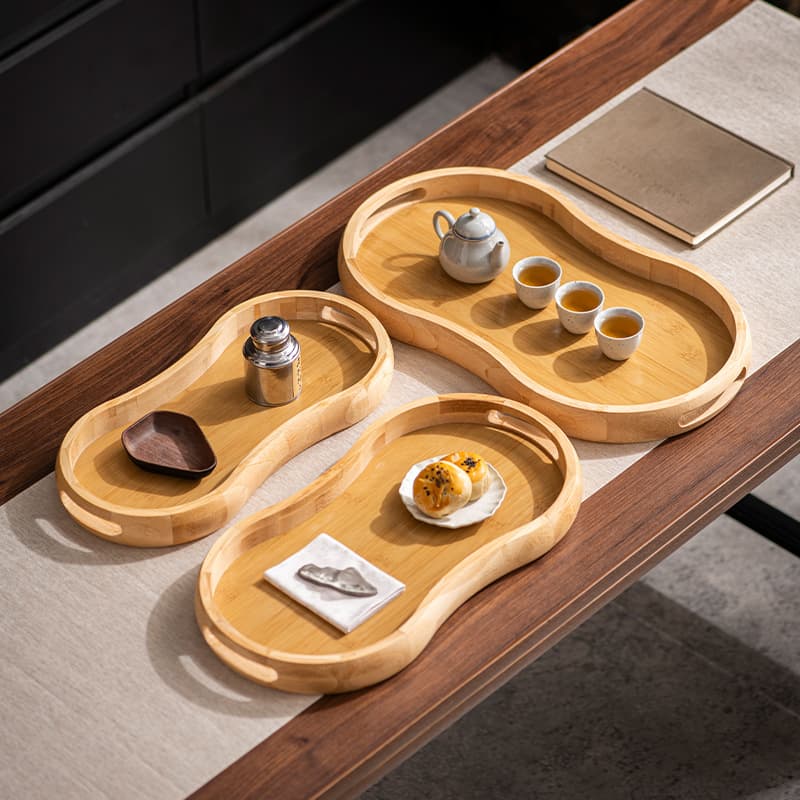 Natural Bamboo Rectangular Tray, Household Restaurant Serving Tray, Tea Cup Plate Snack Fruit Storage Tray