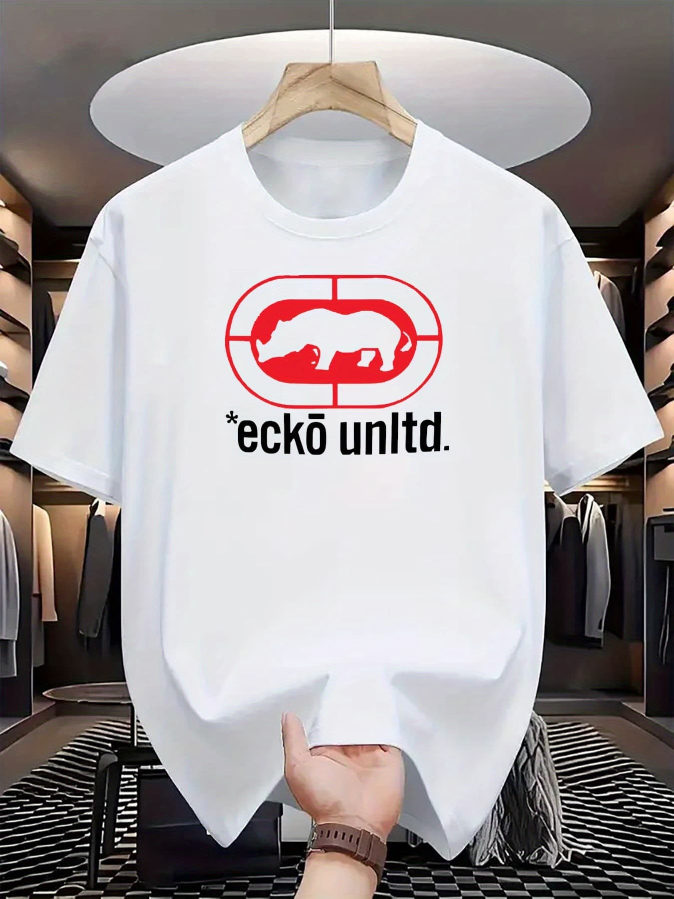 Men's Casual T-Shirt Ecko Unltd Logo Round Neck Breathable