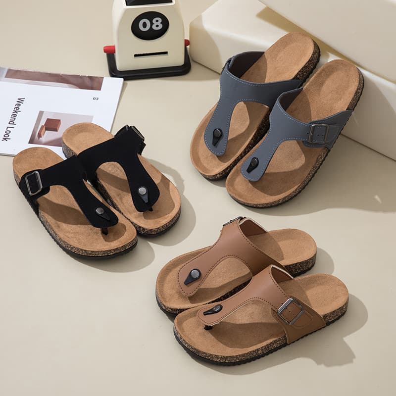 New Summer Birkenstock Sandals Men's Anti-Slip, Wear-Resistant, Breathable Toe Separator Slippers Casual Versatile Outdoor Beach Shoes