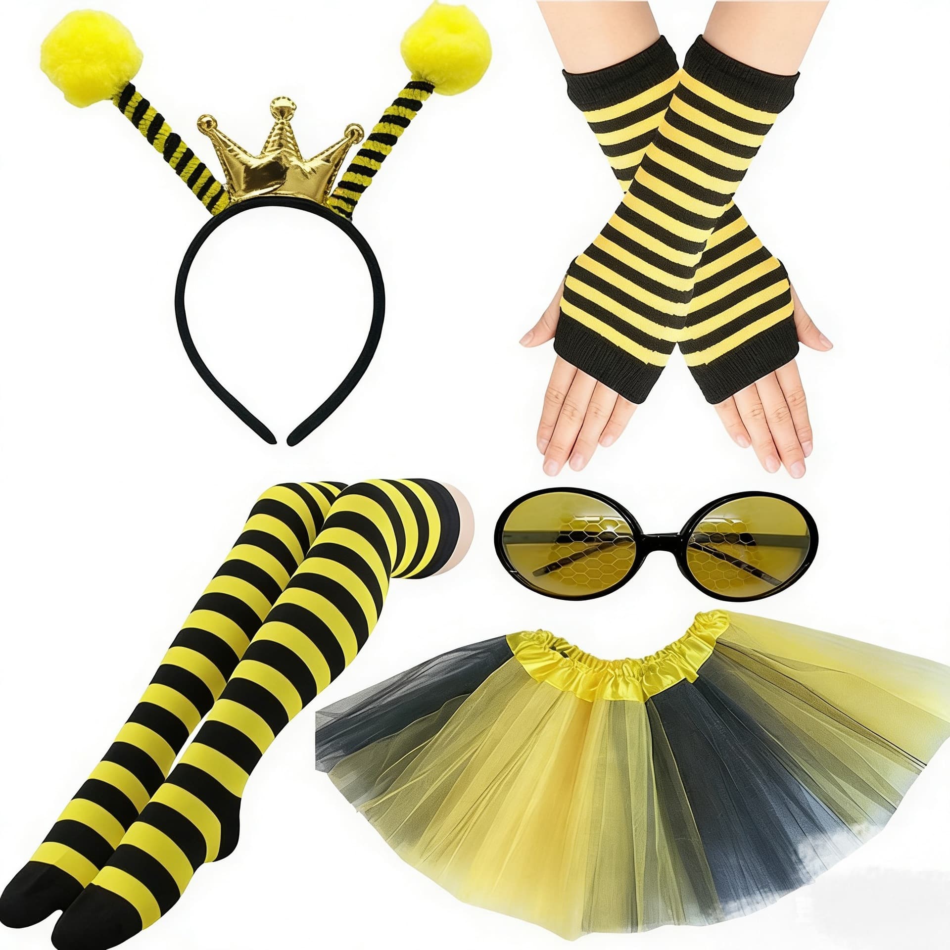 Easter Headband Bee Party Costume Wings Prop Bee Outfit Costume Bee Hair Accessories Glasses Set