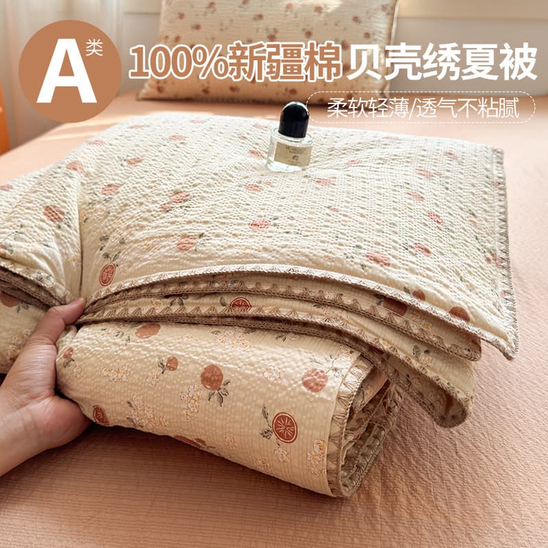 New 100% Cotton Puff Cotton Shell Summer Quilt Air Conditioning Blanket Pure Cotton Thin Blanket Summer Dorm Single