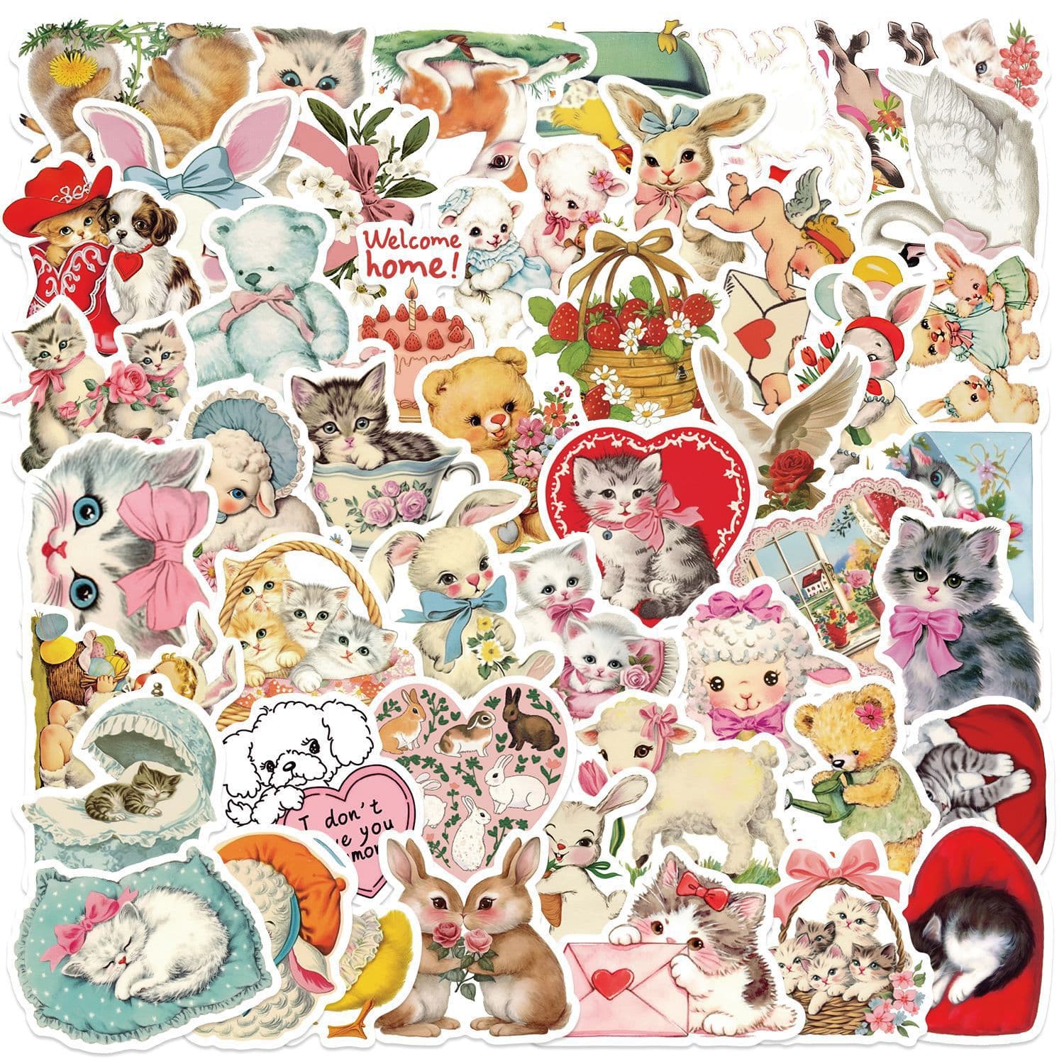 50 Cartoon Pink Girl Bear Graffiti Stickers Decorating Guitar Laptop Luggage DIY Cross-Border Waterproof