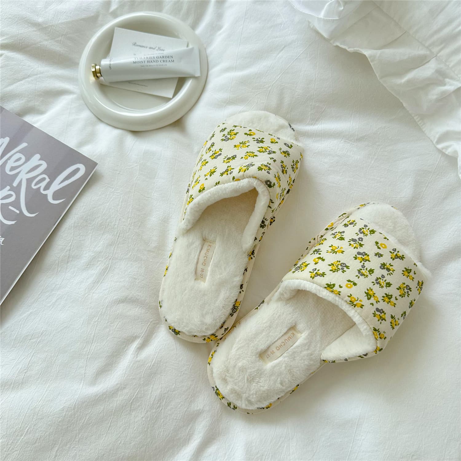 Winter Plush Open-Toe House Slippers, Women's Fall Winter Warm Cotton Slippers Home Shoes, Plush Slippers