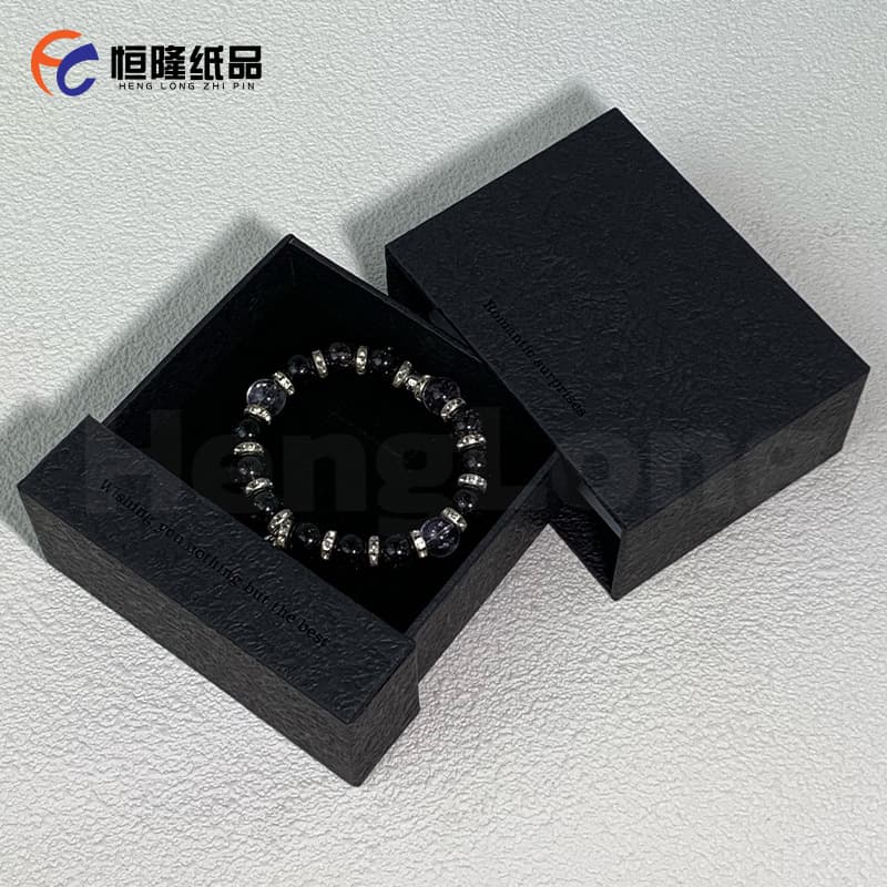 Crystal bracelet packaging box, jewelry box, ring box, PE film box, high-end black PE film box wholesale customization
