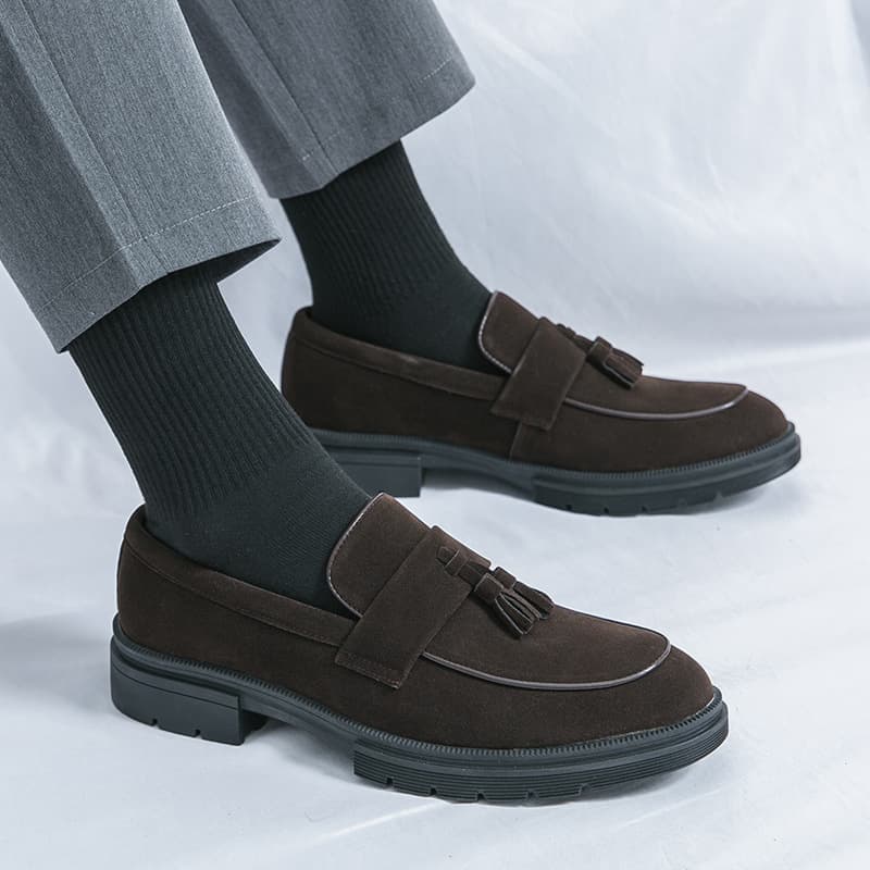 Frosted Tassel Slip-On Loafers Cross-Border Large Size Business Casual Shoes British Style Formal Footwear Fashionable Men's Shoes