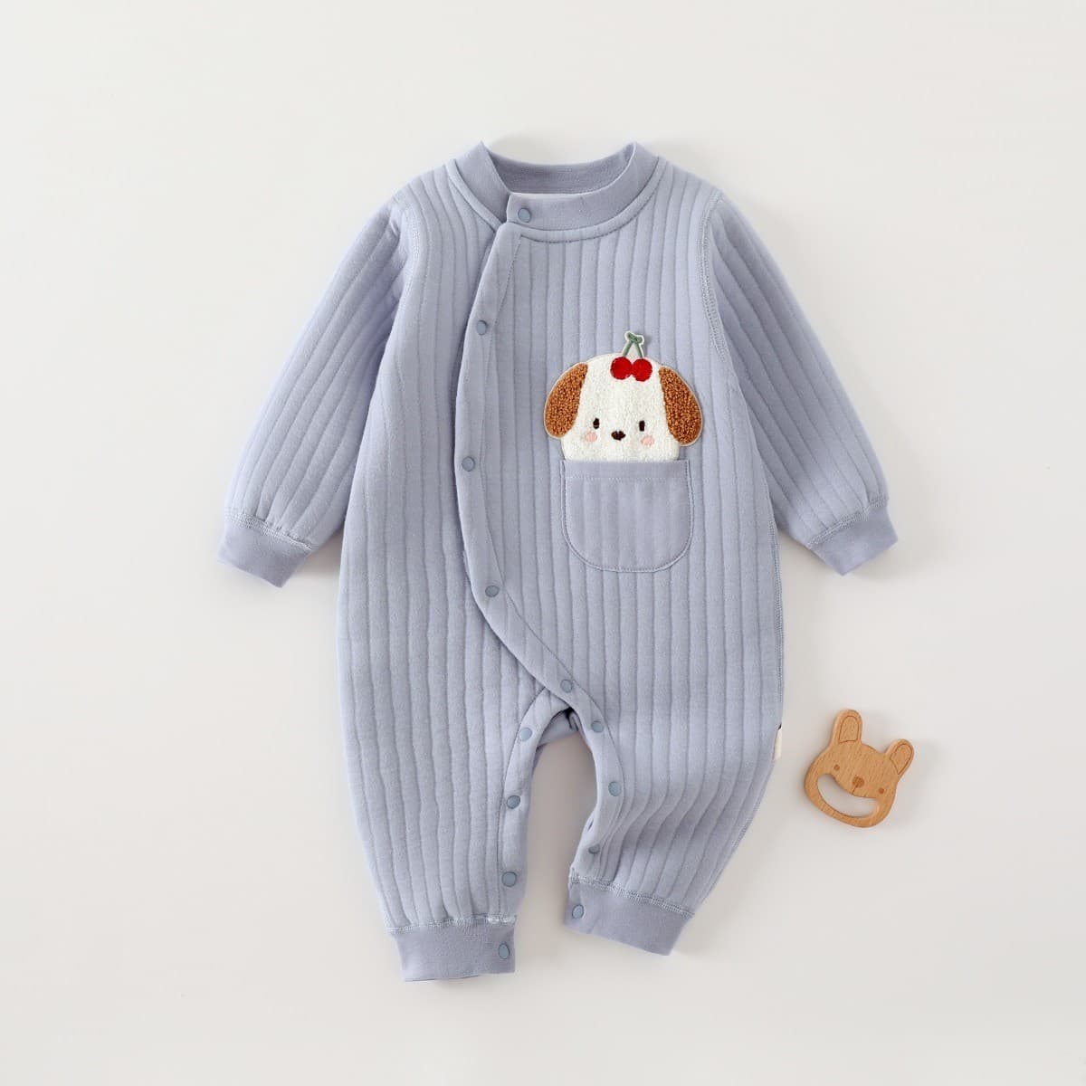 Baby Pure Cotton Seamless Romper Autumn and Winter Padded Newborn Snap-Button Warm Jumpsuit Long-Sleeve Outdoor Crawling Suit for Babies