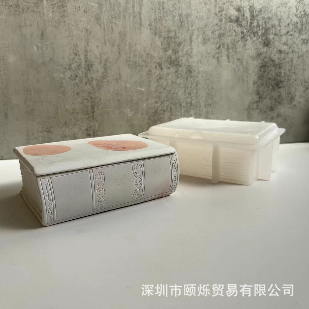 Book storage box with lid silicone mold box gypsum cement glue mold