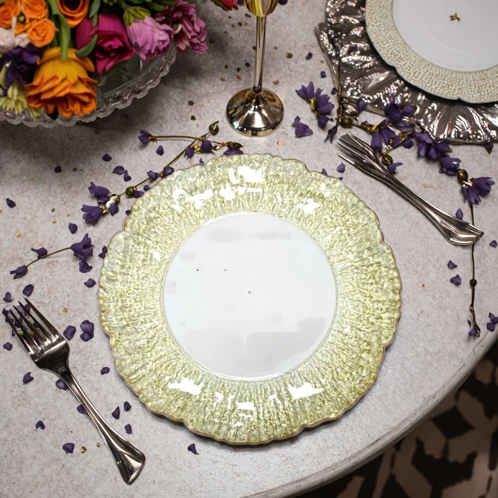 Charger Plates Sunflower Dinner Plate Crystal Plastic Electroplated Gold Fruit Plate Plastic Underplate Event Decoration