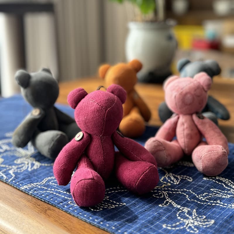 Handmade Fabric Jointed Bear Accessory Vintage Caramel Color Plush Toy Keychain Cute Bear Finished Pendant