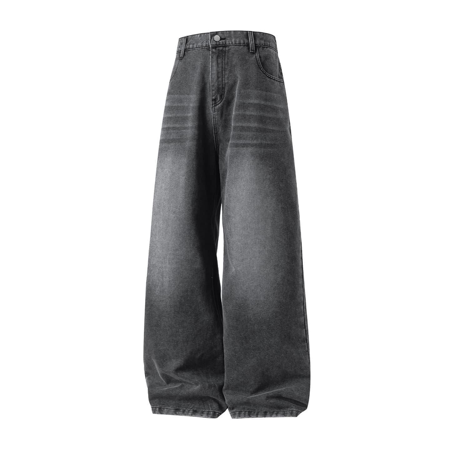 American Retro Baggy Jeans for Men Autumn High-Street Washed Distressed Trendy Straight-Leg Pants Textured Loose-Fit Long Trousers