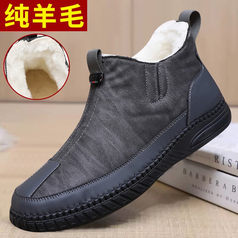Winter Wool Dad Shoes with Fleece Lining, Old Beijing Cloth Shoes for Men, Cotton Shoes, Soft Sole, Non-Slip, Men's Casual Shoes