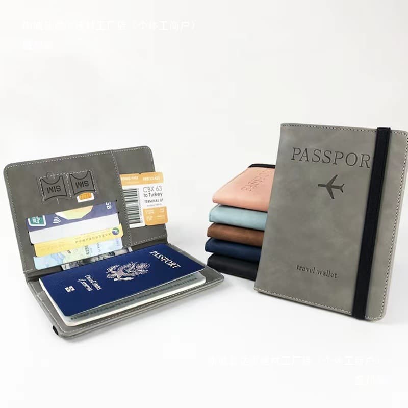 Cross-border Simple PU Passport Holder, Passport Protective Cover, Multi-functional Business Anti-magnetic Document Pouch, Travel Passport Case