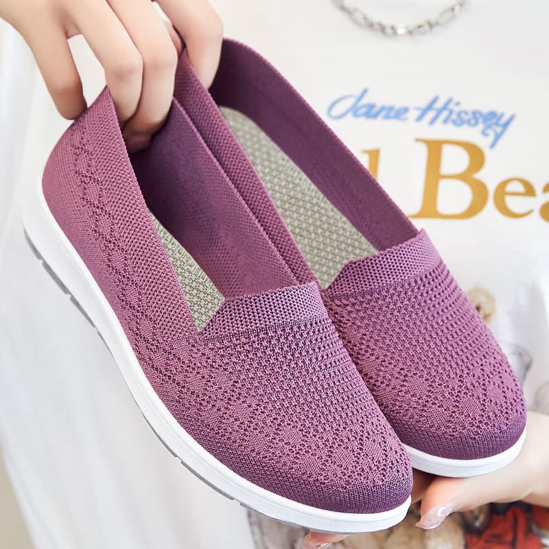 Women's Autumn Casual Shoes Breathable Flat Single Shoes Soft Sole Mom Fabric Leisure