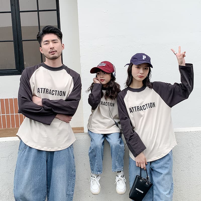 2025 Spring and Autumn New Loose Pullover Long Sleeve Round Neck Western Style Printed Korean Style Parent-Child Clothes Fashionable Street Family Clothing