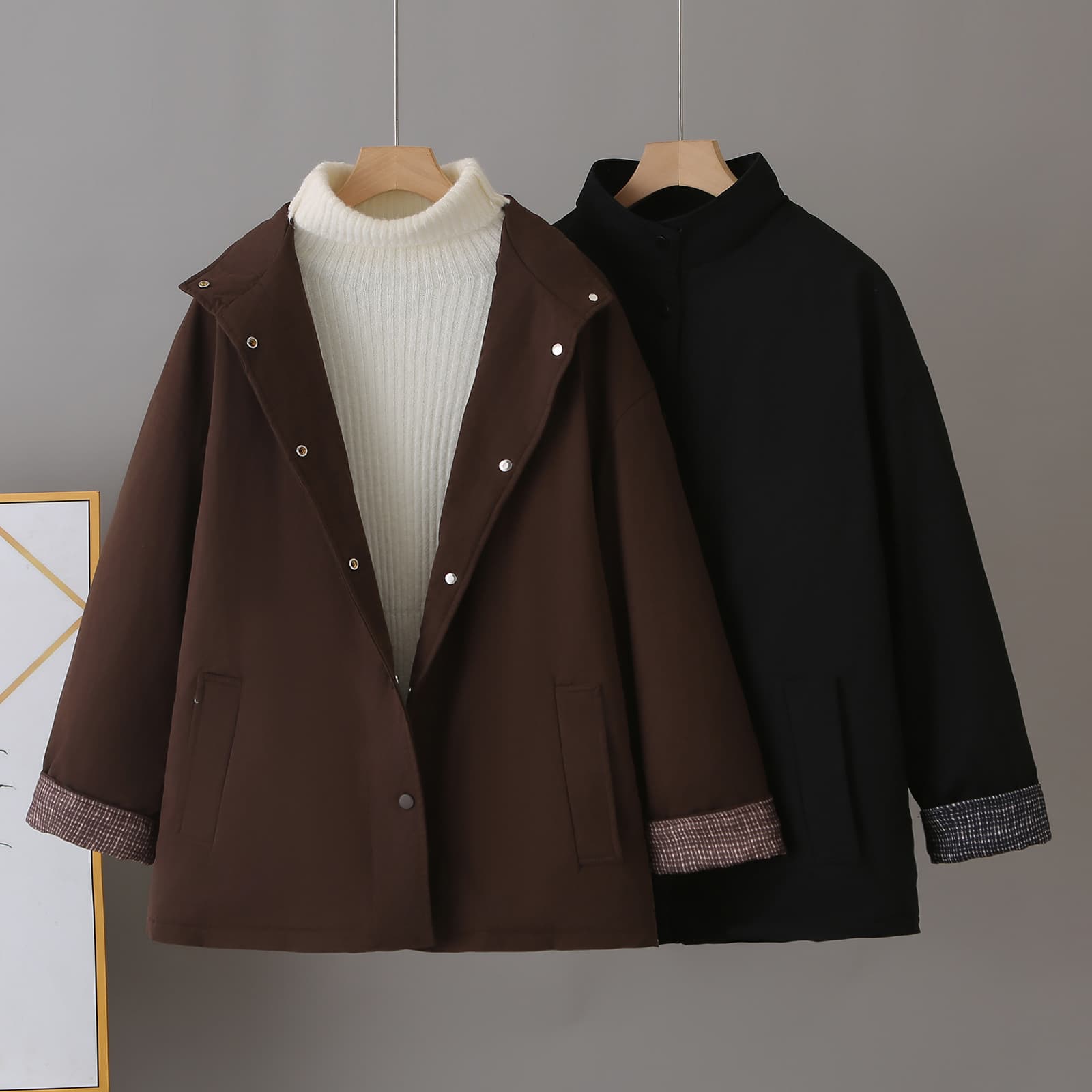 2025 autumn/winter new large size loose versatile cotton jacket, minimalist style plus-size women thickened coat 689.