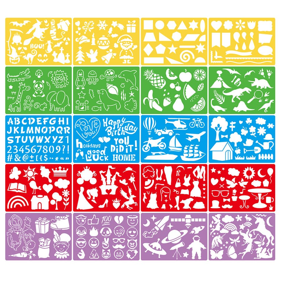 New Amazon Tenu children's drawing templates, colorful English and number templates, Christmas and Halloween templates.