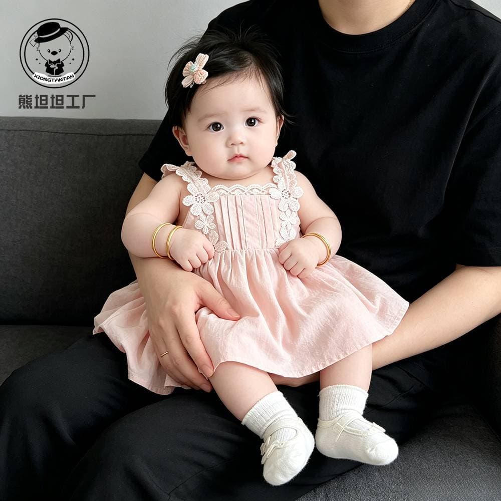 Baby clothes, summer clothes, baby girl's one-year-old princess skirt, 100-day banquet infant summer thin jumpsuit