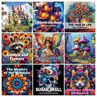 Cross-border Mandala Animals Coloring Book Adult Coloring Book 24 Sheets Doodle Watercolor Creative Coloring Illustration Amazon