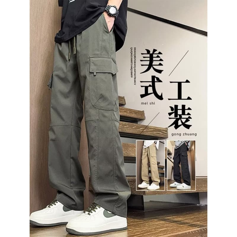 Source Factory Tall Extended Cargo Pants for Men New Style Casual Pants Youth Foreign Trade Cross-border Europe and America Quality
