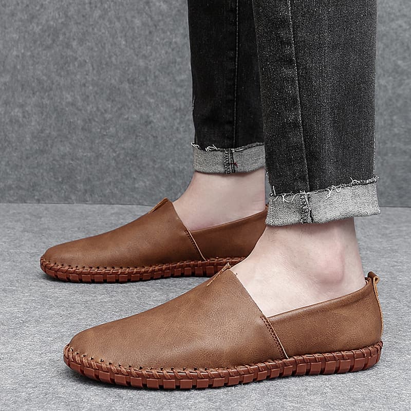 Leather Shoes Men's Casual Shoes European and American Men's Fashion Loafer Low-Top Breathable Driving Shoes for Men