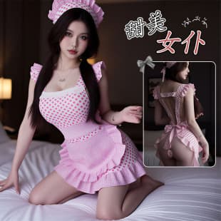 Pure Desire Cute Polka Dot Tie Maid Lingerie Set Sweet Internet Celebrity Kitchen Apron Uniform Women 9566