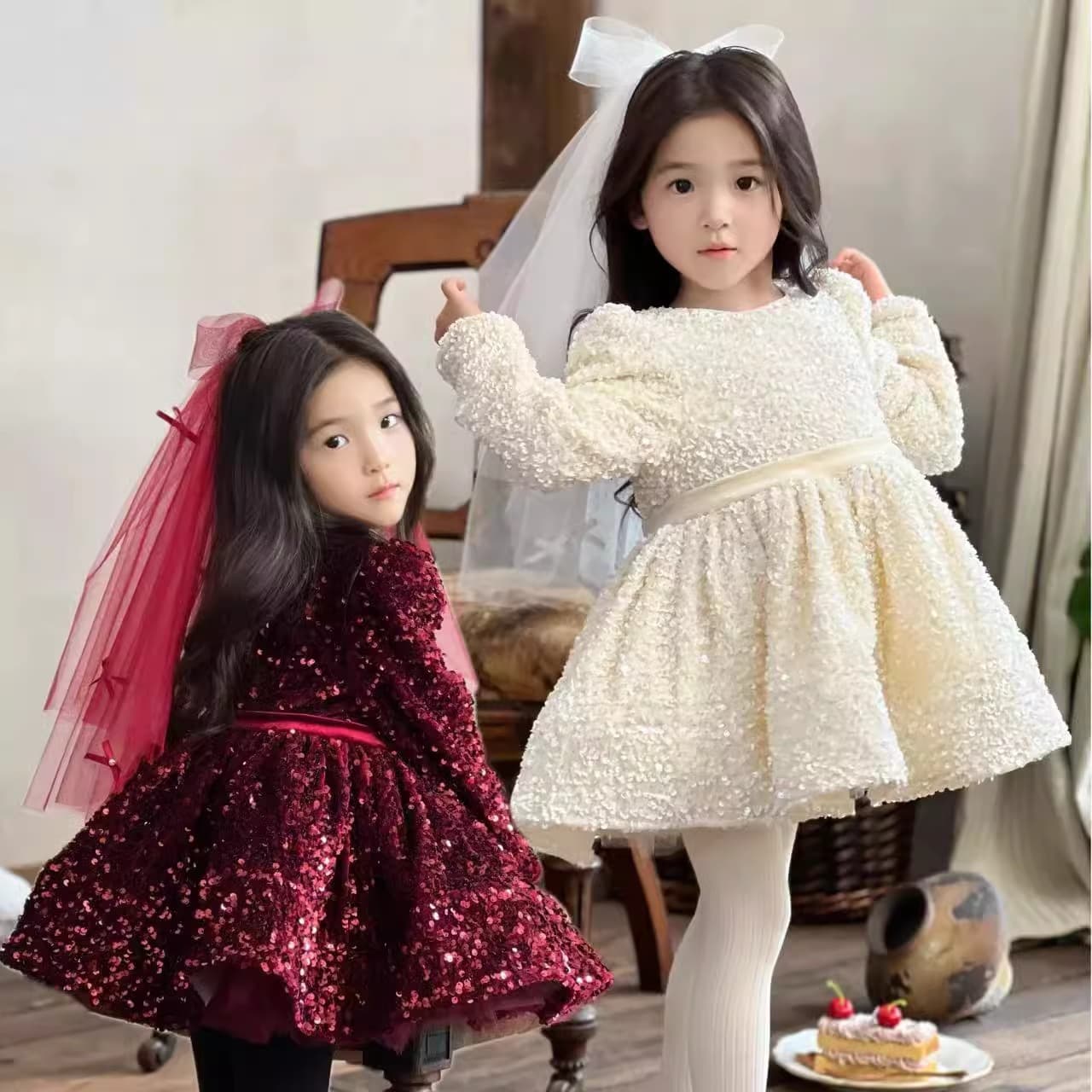 Girls' Sequin Princess Dress with Heavy-Duty Bow, Tutu Tulle for Birthday, AliExpress Cross-Border Supply