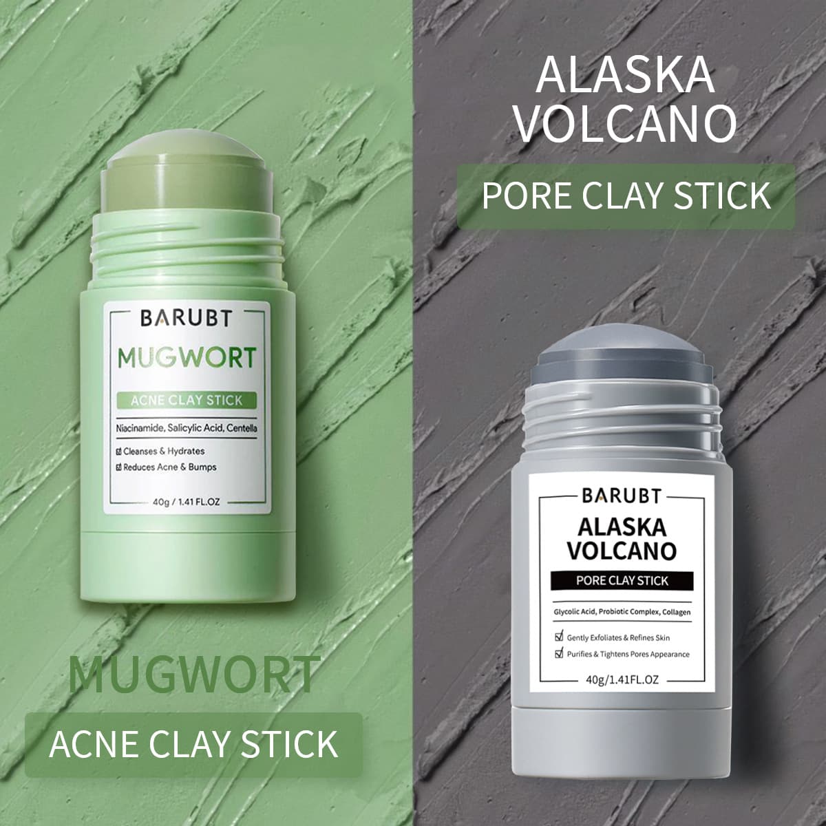 BARUBT Cross-border Mugwort Mud Mask Stick Deep Cleansing Gentle Blackhead Removal Repair Facial Care Spreadable Mask