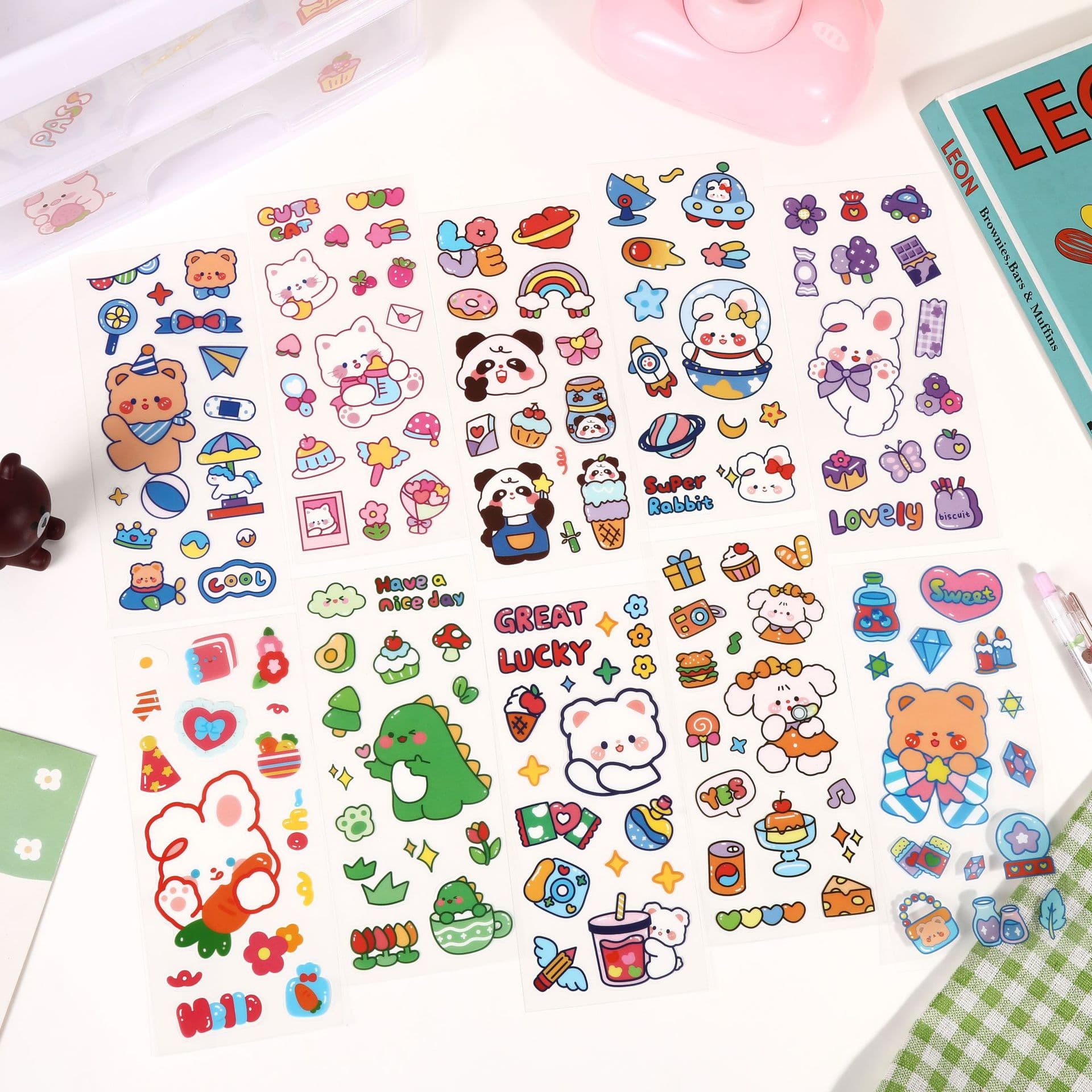 Children's Cartoon Journal Stickers, Cute PVC Thermos and Cup Stickers, Creative DIY Phone Case and Notebook Decorations