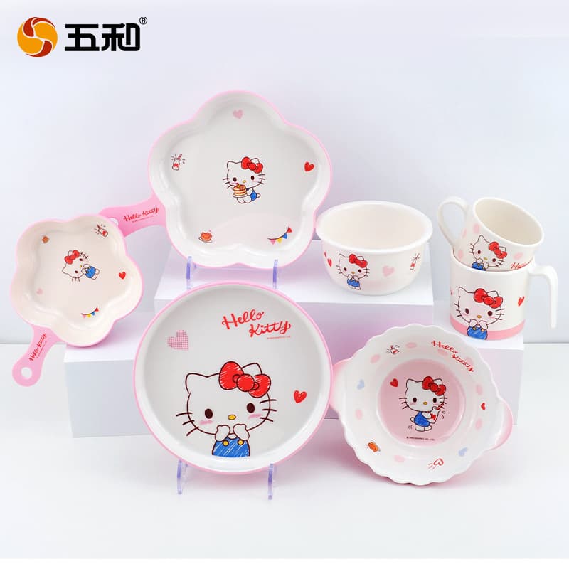 Sanrio Sweetheart Hello Kitty children's tableware home eating bowl children's bowl baby food bowl high-value dinner plate