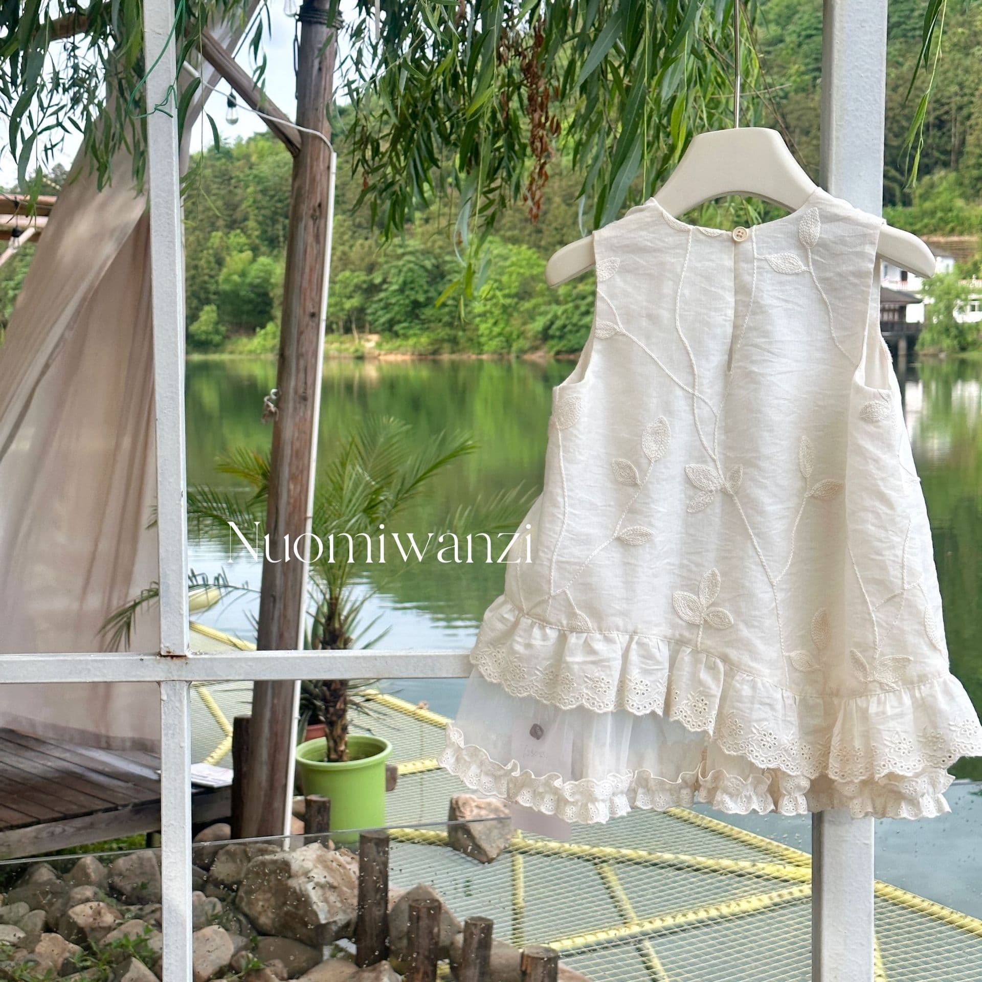 Glutinous Rice Balls Forest Mesh Splicing Ruffle Lace Girls Sleeveless Dolly Summer Lyocell Baby T-Shirt