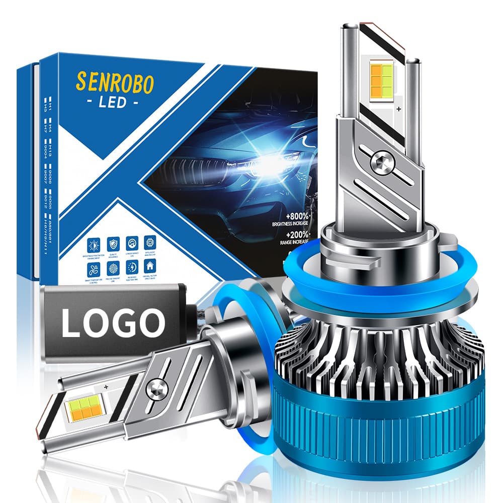 New Cross-Border Three-Color Car LED Headlight High/Low Beam Integrated H4 H11 H7 9005 9006 9012 Factory Direct