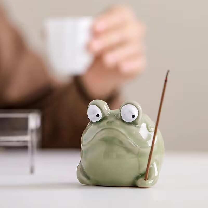 Funny Frog Stick Incense Holder Handmade Incense Burner Home Incense Stand Mini Stick Incense Rack Sandalwood Ornament Animal Agarwood Incense Seat