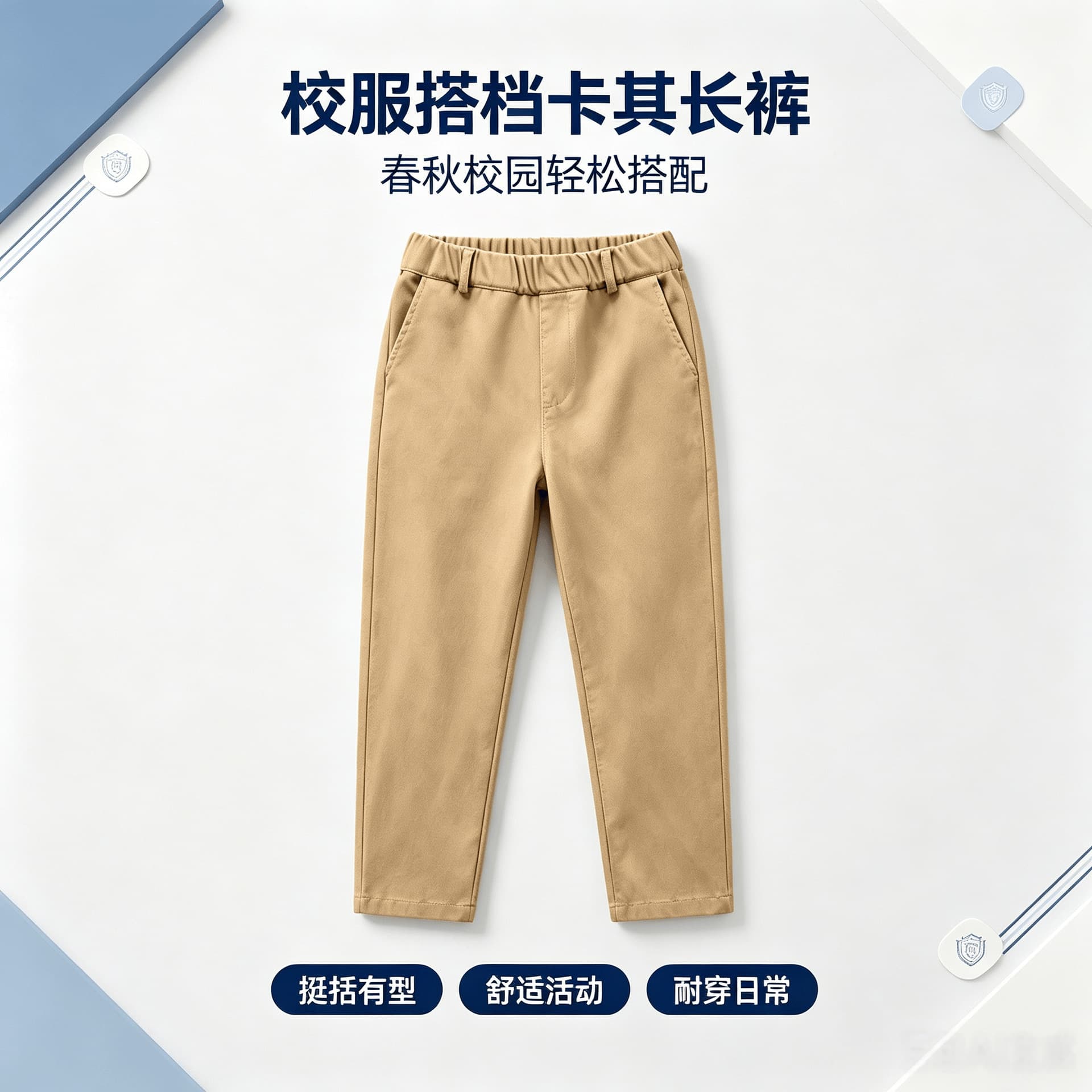 Children's Khaki School Uniform Pants Spring and Autumn Boys and Girls Straight Trousers for Primary and Secondary School Students Campus Elastic Waist Versatile Casual