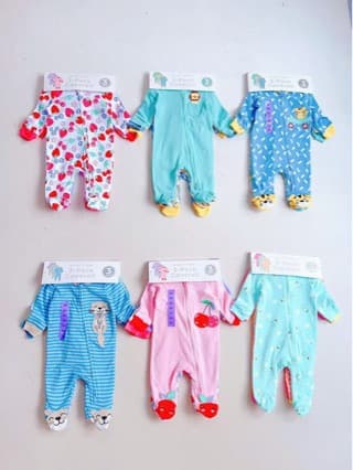 Original Koalababy Zippered Long-Sleeve Romper 100% Cotton, Small Size with Foot Coverage, Large Size Without Foot Coverage