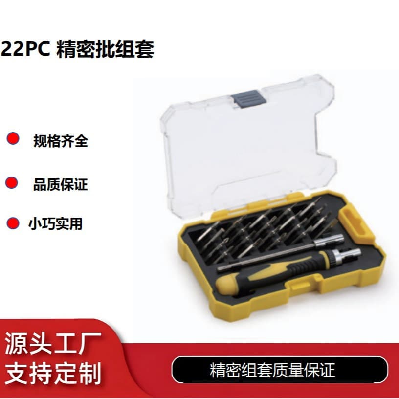 22-Piece Precision Screwdriver and Bit Handle Set with Transparent Case for Storage, Anti-slip, and Portable Tools