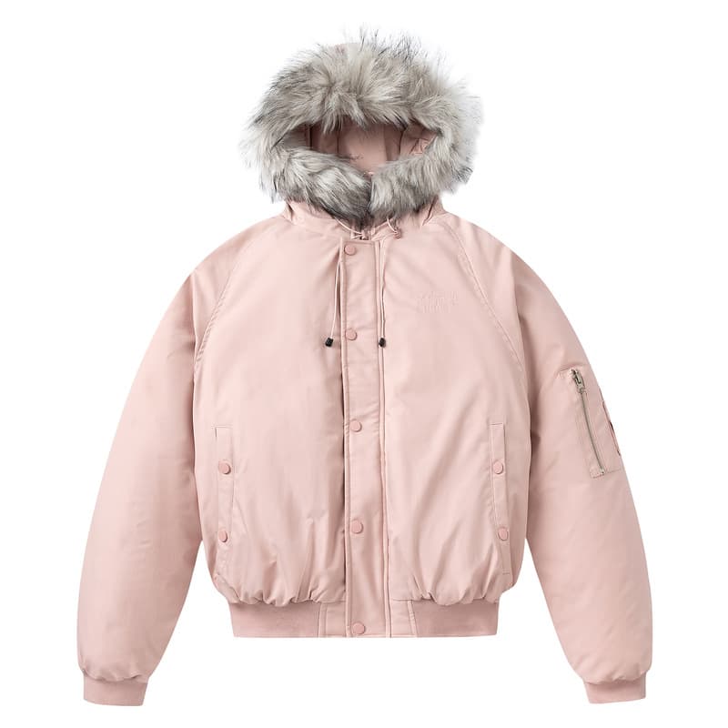 Pink Hooded Jacket with Fur Collar Short Cotton Padded Coat for Students Winter Streetwear Thickened Polyester Fiber Coat