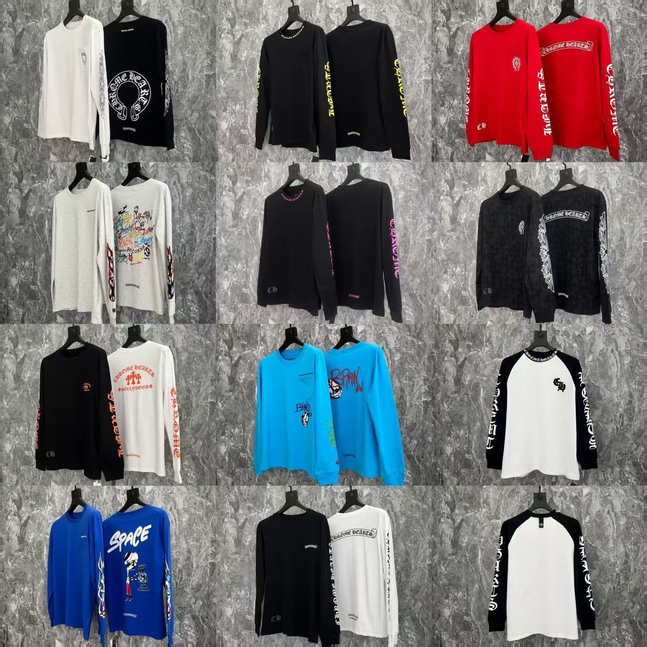 [All Series] Chrome Hearts Long-Sleeve T-Shirt, Pure Cotton, Light Luxury Embroidery, Long-Term Supply