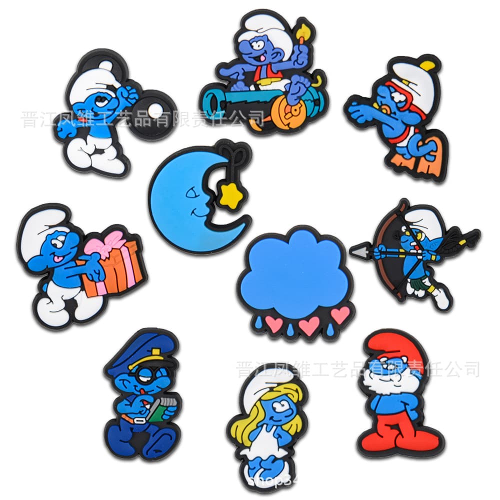 Cute Smurfs Cartoon Croc Charms DIY Decoration Accessories for Sandals and Slippers
