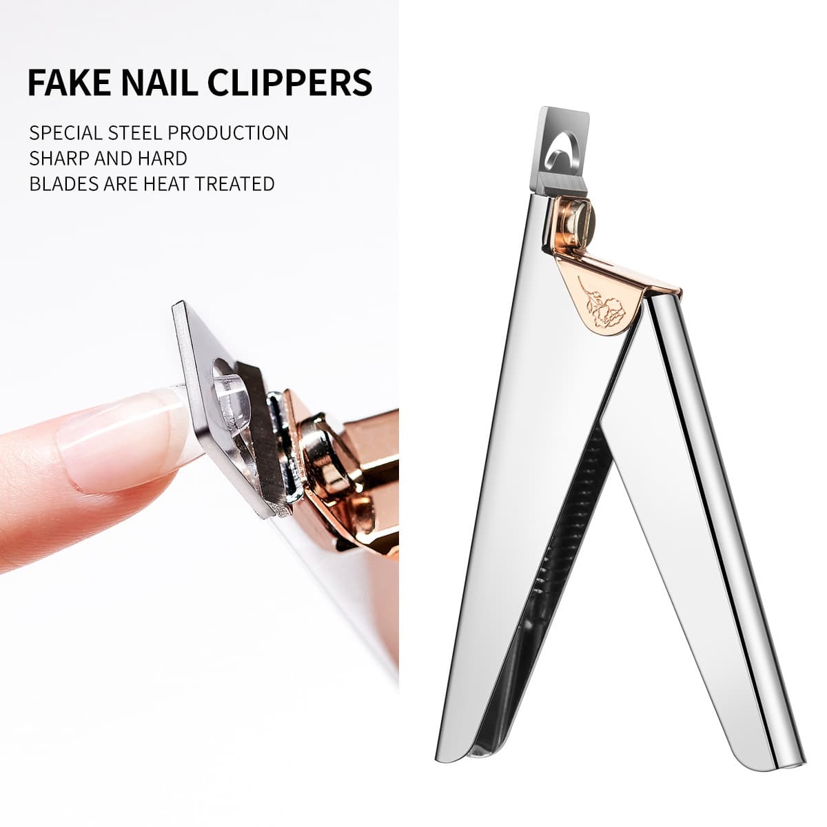 Rose Shaped Nail Salon False Nails Scissors Flat Mouth One Word Clipper Stainless Steel Universal Versatile Nail Care Tools