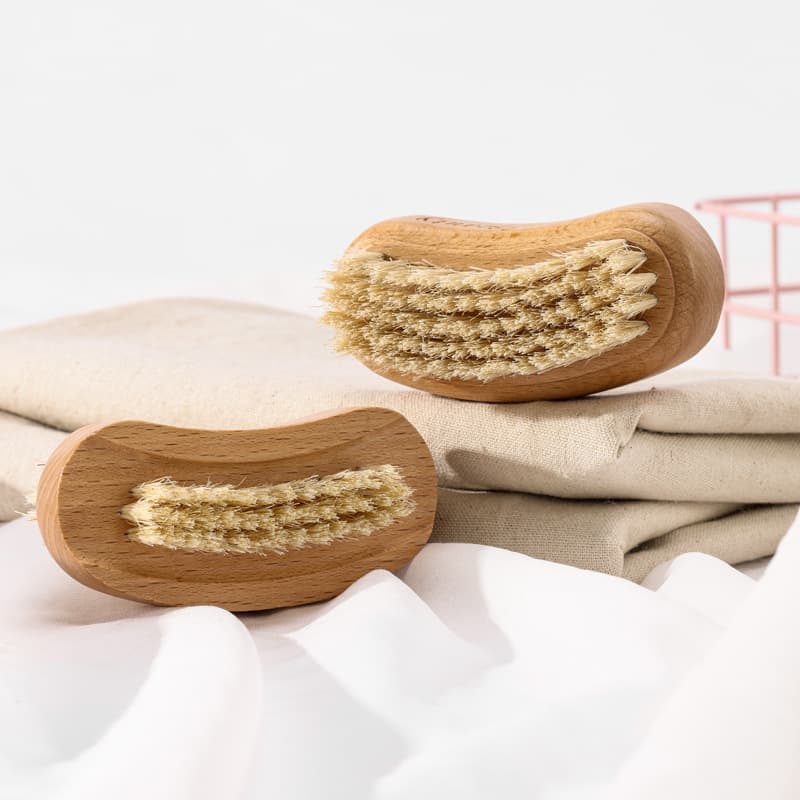 Cross-border spot pig bristle nail brush beech sisal cleaning brush bamboo manicure tool wooden nail polish remover brush