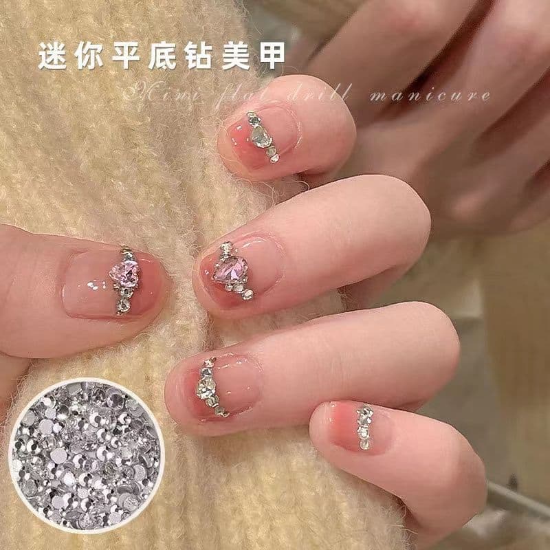Nail art jewelry round flat bottom diamond square diamond pointed bottom diamond resin diamond bow nail decoration diamond