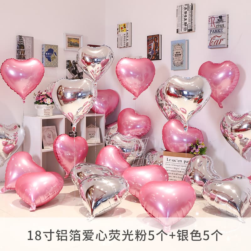 Wholesale Love Aluminum Film Floating Balloons for Wedding Engagement Confession Scene Atmosphere Decoration Heart-shaped Birthday Decoration Balloons