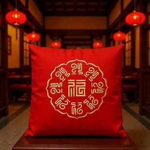 New Chinese style Fu character pillow, decoration for corporate annual events, wedding celebration cushion, home furnishings