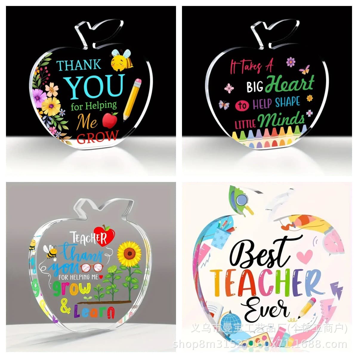 Cross-border new product, apple-shaped plaque, acrylic desktop decorative ornament, graduation gift display stand, teacher gift