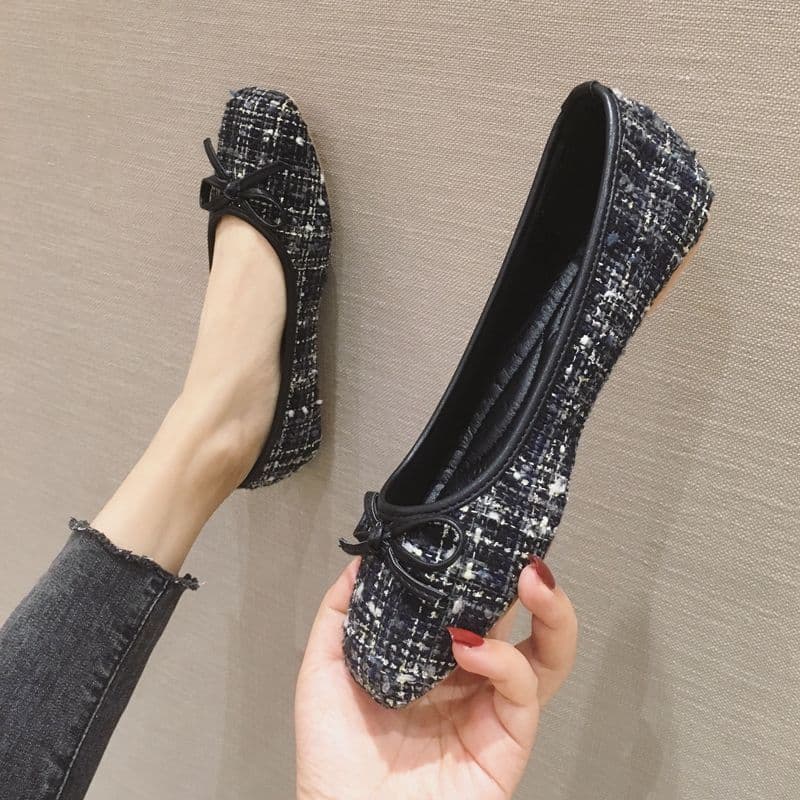 Square-Toe Flat Shoes for Women, New Spring Arrivals, Chanel-Style Elegant Shoes, Shallow Mouth, Large Size, Versatile Loafers