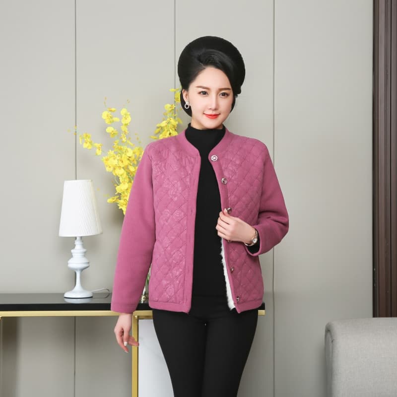 Sheepskin and wool integrated cotton coat for elderly mothers and grandmothers, warm thickened winter fleece for women